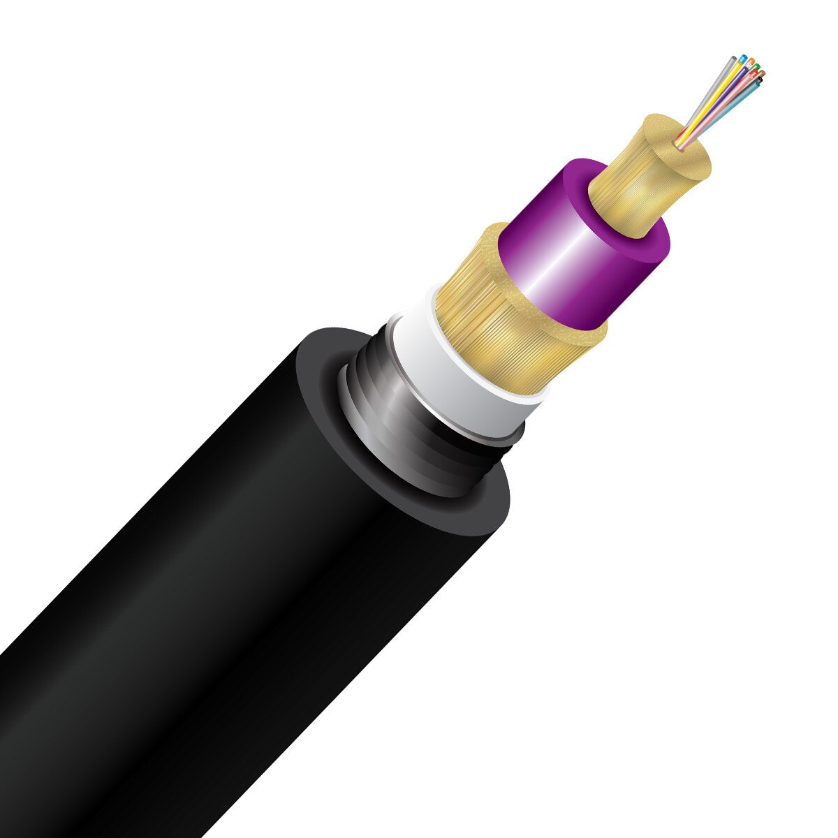 BendSafe® 12 Strand OM4 Armored Direct Burial Distribution PE/OSP/Burial - Bulk per Ft.